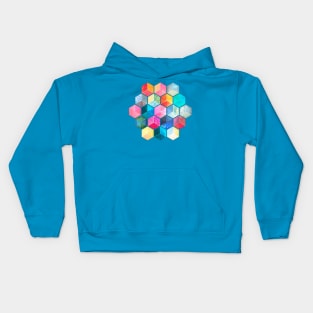 Crystal Bohemian Honeycomb Cubes - colorful hexagon pattern Kids Hoodie